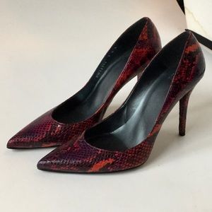 Red, Snakeskin Stilettos by Stuart Weitzman